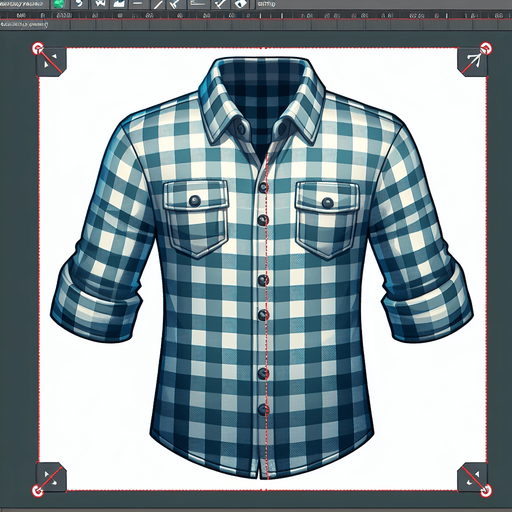 Plaid button up shirt.
Single Game Texture.  In-Game asset.  2d.  Blank background.  High contrast.  No shadows