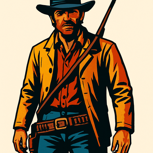 Make me a Player for RDR2.
In-Game asset.  2d.  High contrast.  No shadows