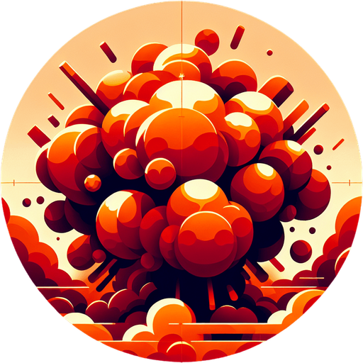 爆炸，里面有“X256”的字样,暖色调.
Single Game Texture. In-Game asset. 2d. Blank background. High contrast. No shadows.