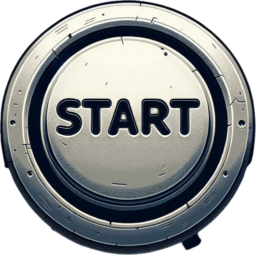 Start button.
Single Game Texture. In-Game asset. 2d. Blank background. High contrast. No shadows.