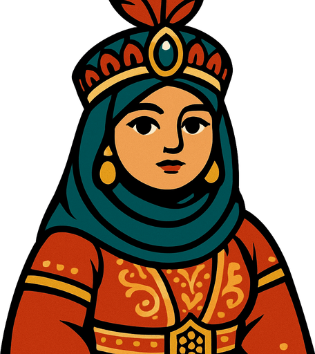 Kapalı saçlı orta ağırlıkta bir kız bir sultan çok güzel.
In-Game asset.  2d.  High contrast.  No shadows