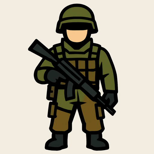 solider from front.
In-Game asset.  2d.  High contrast.  No shadows