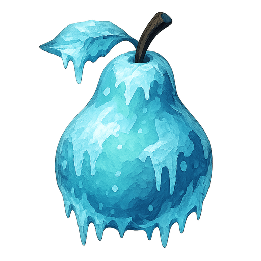 Frozen pear.
Single Game Texture.  In-Game asset.  2d.  Blank background.  High contrast.  No shadows