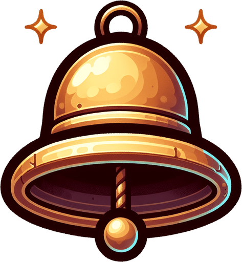 a little bell Single Game Texture. In-Game asset. 2d. Blank background. High contrast. No shadows.