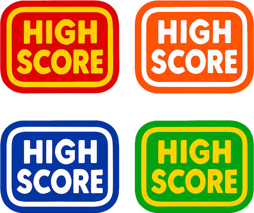 Pack of High score button.
In-Game asset.  2d.  High contrast.  No shadows