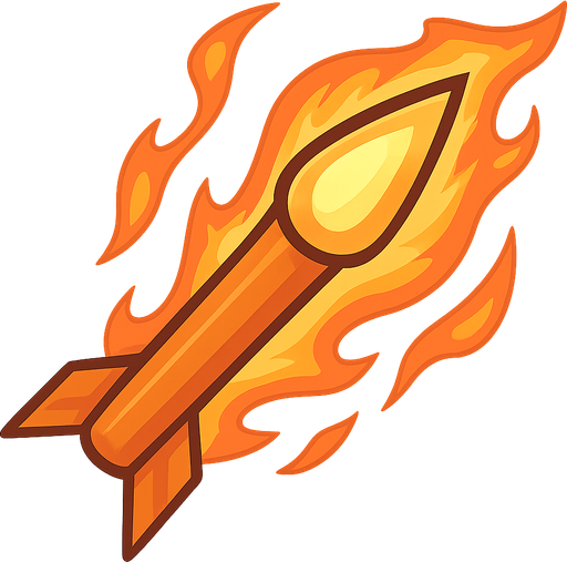 fire bullet. No background. Transparent background. Blank background. No shadows. 2d. In-Game asset. flat
