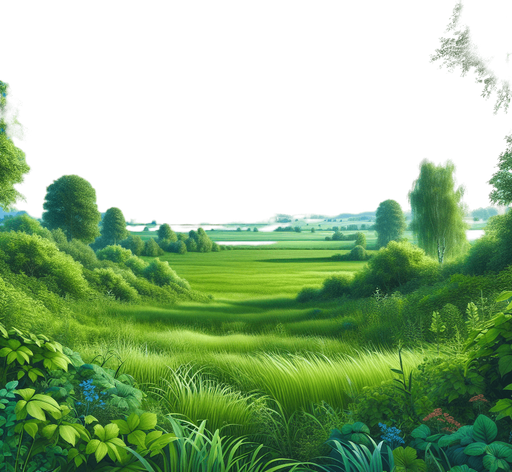 a green field
background