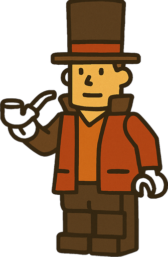 Lego bricks professor Layton game style.
In-Game asset.  2d.  High contrast.  No shadows