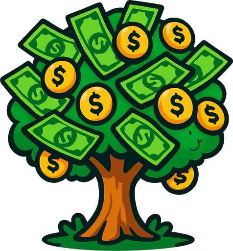 money tree.
In-Game asset.  2d.  High contrast.  No shadows