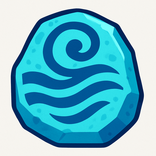 Pierre élément eau.
In-Game asset.  2d.  High contrast.  No shadows