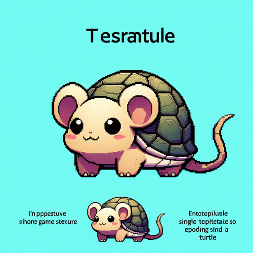 mouse turtle hybrid, cartoon Single Game Texture. In-Game asset. 2d. Blank background. High contrast. No shadows.