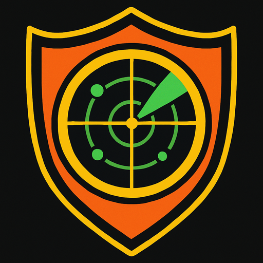 A shield with radar.
In-Game asset.  2d.  High contrast.  No shadows