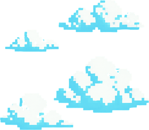 Day sky and clouds style pixel 1980.
In-Game asset.  2d.  High contrast.  No shadows. Pixel