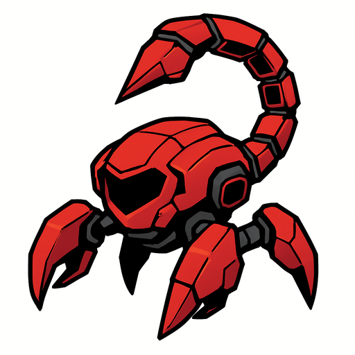 no background. scifi scorpion red floating drone. anime style.
In-Game asset.  2d.  High contrast.  No shadows