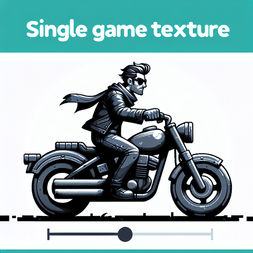 motosiklet kullanan havalı adam.
Single Game Texture. In-Game asset. 2d. Blank background. High contrast. No shadows.
