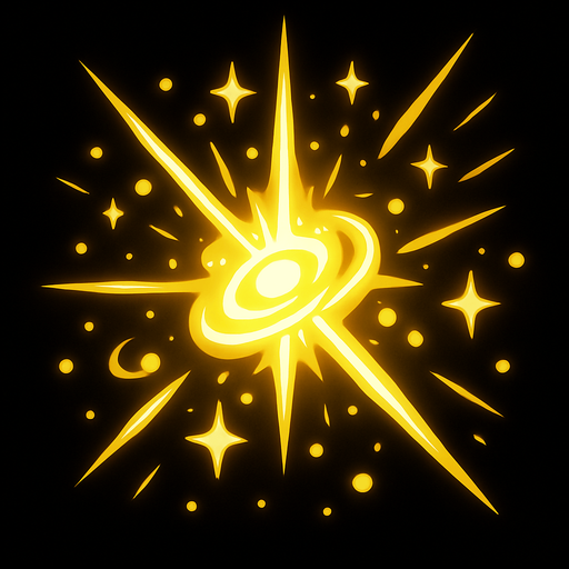 ışıklı büyü ışıltısı.
In-Game asset.  2d.  High contrast.  No shadows