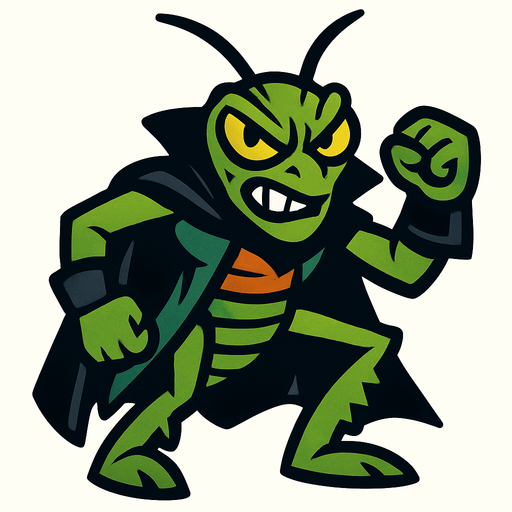 kötü adam çekirge.
In-Game asset.  2d.  High contrast.  No shadows