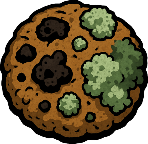 rotten cookie.
In-Game asset.  2d.  High contrast.  No shadows