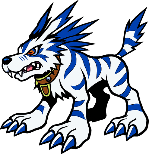 Garurumon.
In-Game asset.  2d.  High contrast.  No shadows