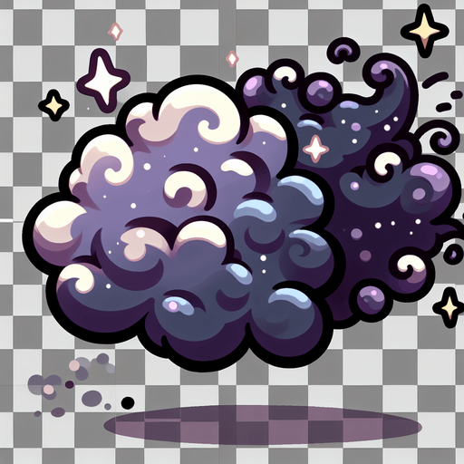 A dust cloud. cartoon
Single Game Texture.  In-Game asset.  2d.  Blank background.  High contrast.  No shadows