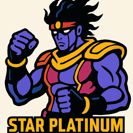 Star platinum 
jojo.
In-Game asset.  2d.  High contrast.  No shadows