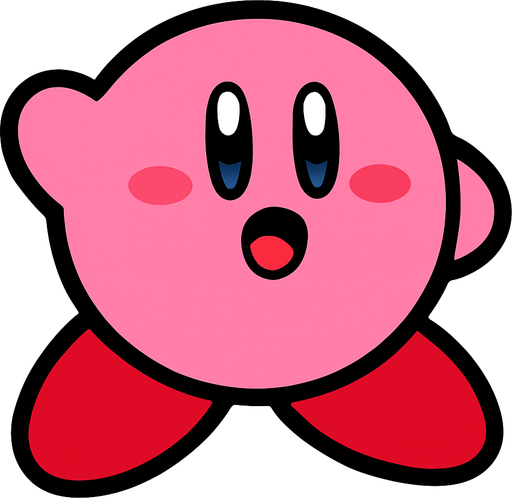 Kirby.
In-Game asset.  2d.  High contrast.  No shadows