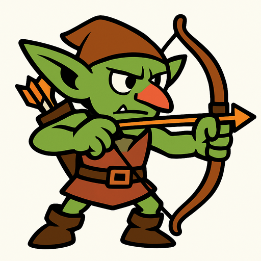 archer goblin.
In-Game asset.  2d.  High contrast.  No shadows