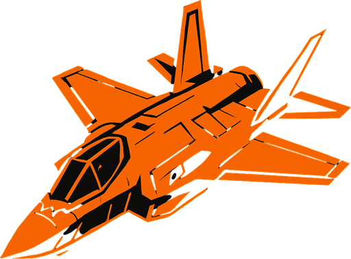 F35 like fighter jet.
In-Game asset.  2d.  High contrast.  No shadows