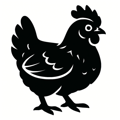 Black chicken.
In-Game asset.  2d.  High contrast.  No shadows