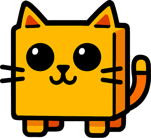 Square cat.
In-Game asset.  2d.  High contrast.  No shadows