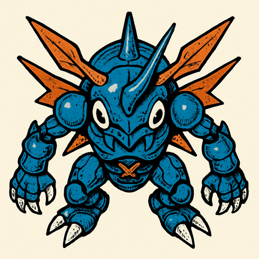 Kabuterimon. visto desde arriba. calidad y detalles altos.
In-Game asset.  2d.  High contrast.  No shadows