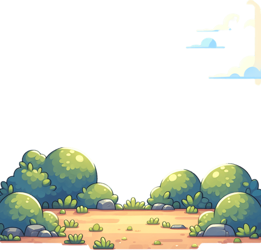 задний фон. небо голубое внизу картинки кусты.
Single Game Texture. In-Game asset. 2d. Blank background. High contrast. No shadows.