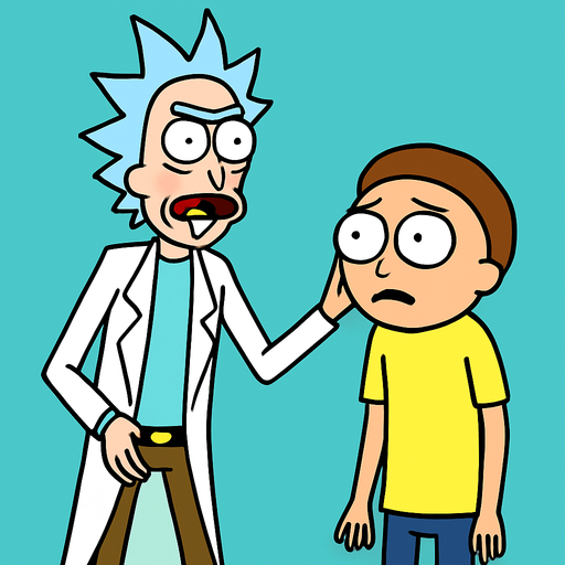 rick and morty.
In-Game asset.  2d.  High contrast.  No shadows