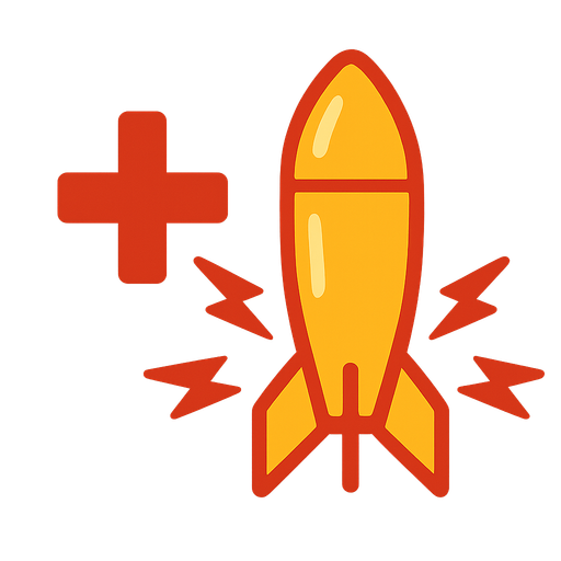 A powerup in a top-down shooter (icon of powerup no text).
In-Game asset.  2d.  High contrast.  No shadows