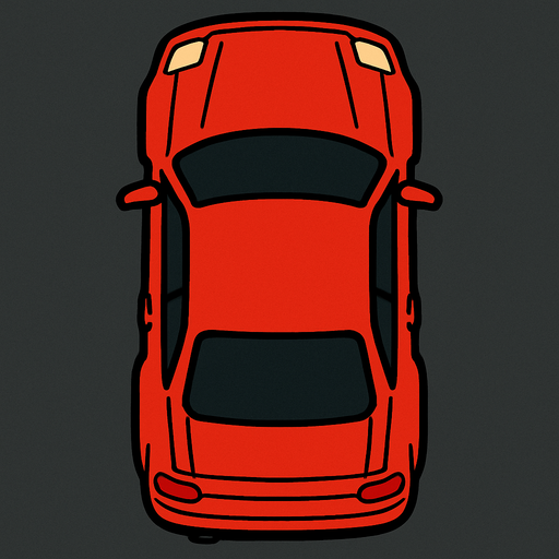 Top down car red.
In-Game asset.  2d.  High contrast.  No shadows