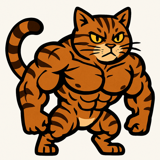 kaslı tekir kedisi.
In-Game asset.  2d.  High contrast.  No shadows