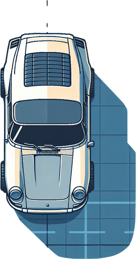 A cute looking car, facing up, viewed top down. Suitable for a game.

Single Game Texture. In-Game asset. 2d. Blank background. High contrast. No shadows.