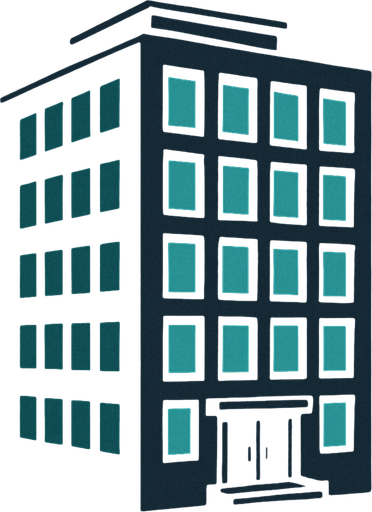 an office building, dark.
In-Game asset.  2d.  High contrast.  No shadows