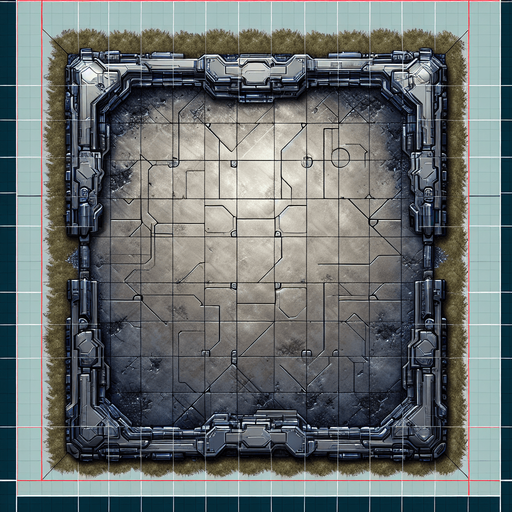 top view of a empty metal covered field in a 2d video game