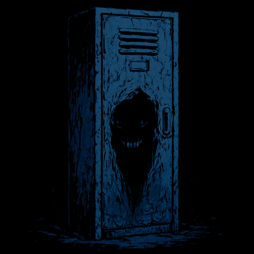 Make a scary dark locker that is blue and make it like it was in a abandoned school.
In-Game asset.  2d.  High contrast.  No shadows