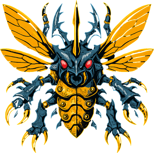 Herculeskabuterimon, visto desde arriba, calidad y detalles altamente épicos.
In-Game asset.  2d.  High contrast.  No shadows