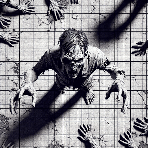 Zombie seen from above. Arms in front of it
Single Game Texture. In-Game asset. 2d. Blank background. High contrast. No shadows.