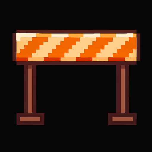A pixel rectangle barrier.
In-Game asset.  2d.  High contrast.  No shadows. Pixel