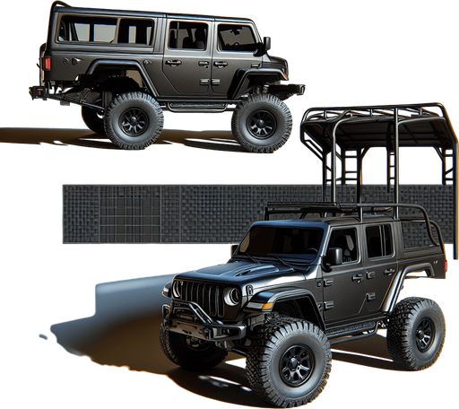 Mahindra thar 4×4 in black color and realistic.
Single Game Texture. In-Game asset. 2d. Blank background. High contrast. No shadows.