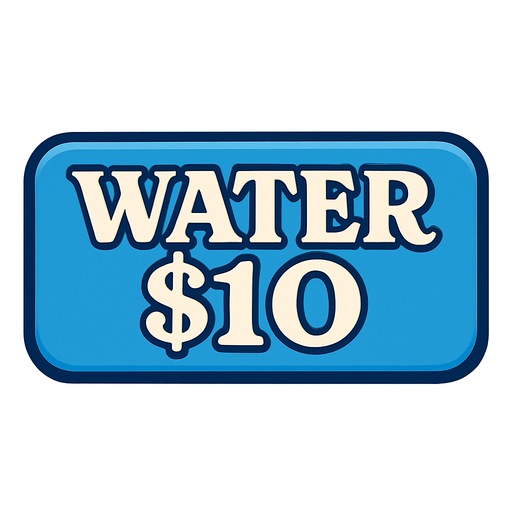 Make button blue and change text to say 'Water $10' in a retro style font