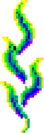 A small single strand of loose floating seaweed. 80s arcade machine graphics..
In-Game asset.  2d.  High contrast.  No shadows