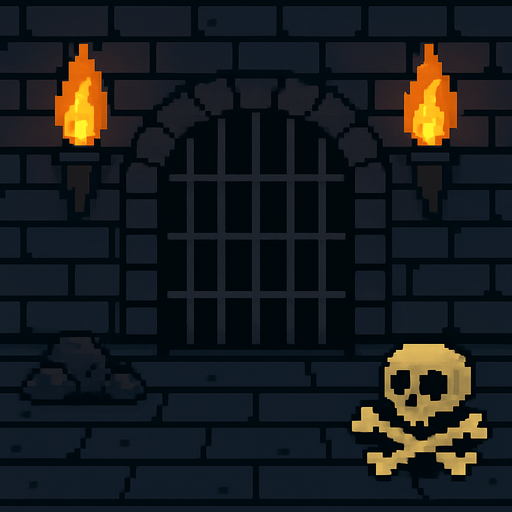 Make it retro pixelart arcade style and also aligne the torches