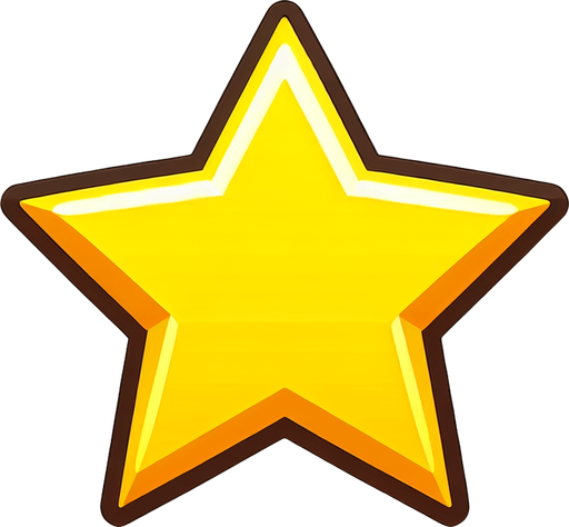 A yellow star.
Single Game Texture. In-Game asset. 2d. Blank background. High contrast. No shadows.