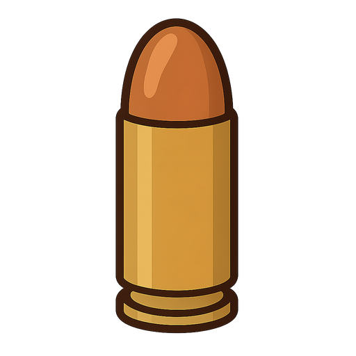 9mm mermi
. No background. Transparent background. Blank background. No shadows. 2d. In-Game asset. flat