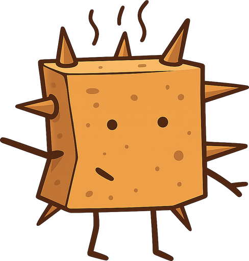 prickly cube. No background. Transparent background. Blank background. No shadows. 2d. In-Game asset. flat